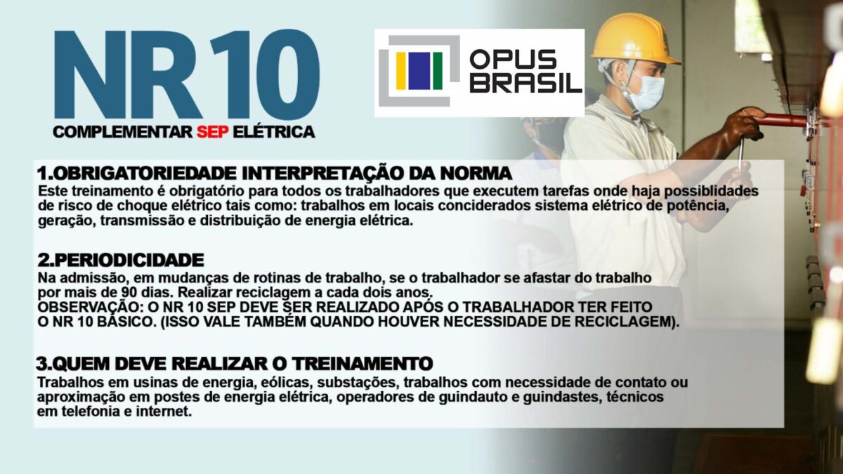 NR10 SEP – Curso Complementar para Instalações de Alta Tensão NR10 SEP - Curso Complementar para Instalações de Alta Tensão
